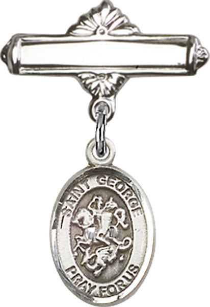 St. George Charm and Polished Engravable Badge Pin