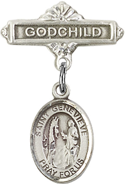 St. Genevieve Charm and Godchild Badge Pin