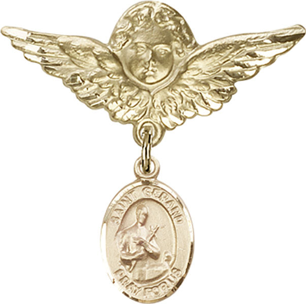 St. Gerard Charm and Angel with Larger Wings Badge Pin