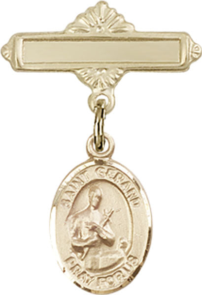 St. Gerard Charm and Polished Engravable Badge Pin