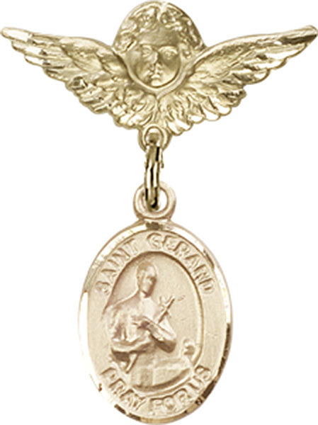 St. Gerard Charm and Angel with Smaller Wings Badge Pin