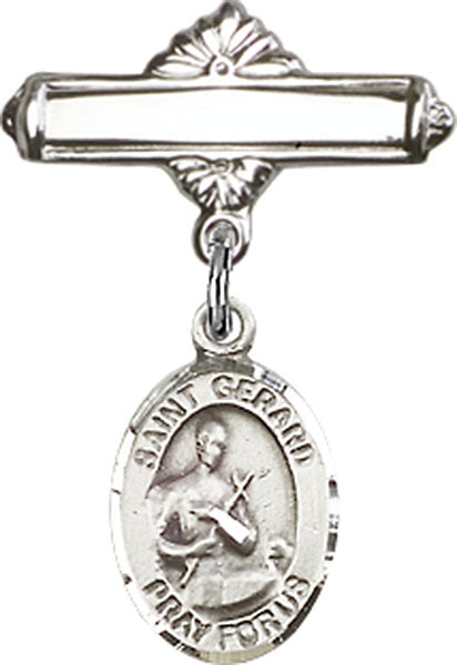 St. Gerard Charm and Polished Engravable Badge Pin