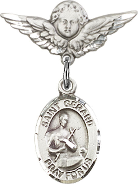 St. Gerard Charm and Angel with Smaller Wings Badge Pin