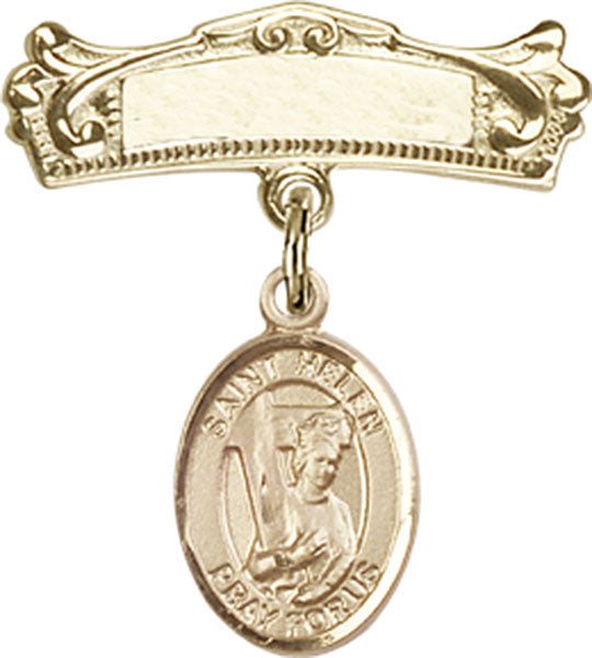 St. Helen Charm and Arched Polished Engravable Badge Pin
