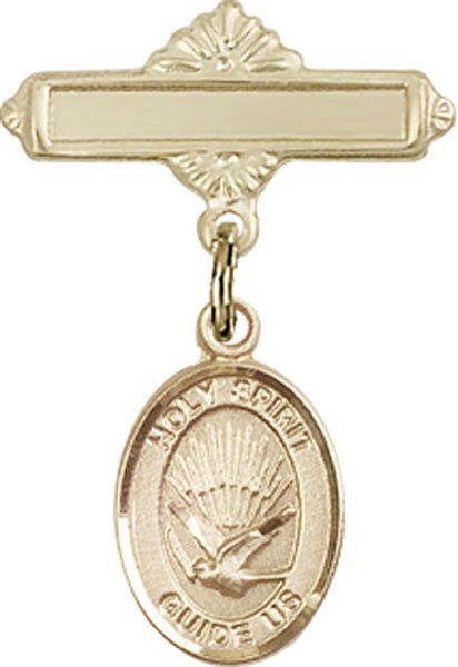 Holy Spirit Charm and Polished Engravable Badge Pin