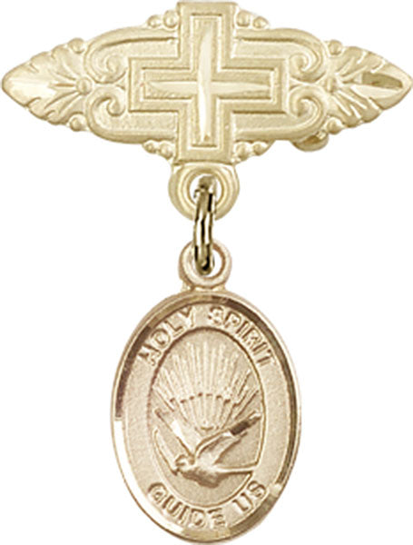 Holy Spirit Charm and Badge Pin with Cross