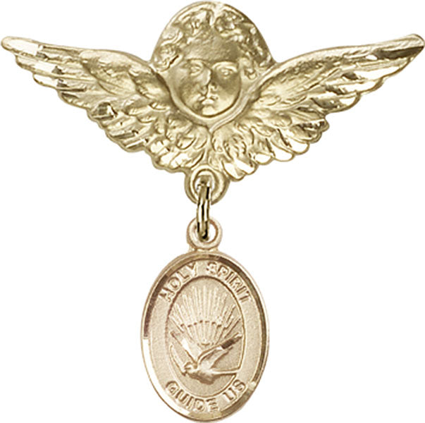 Holy Spirit Charm and Angel with Larger Wings Badge Pin