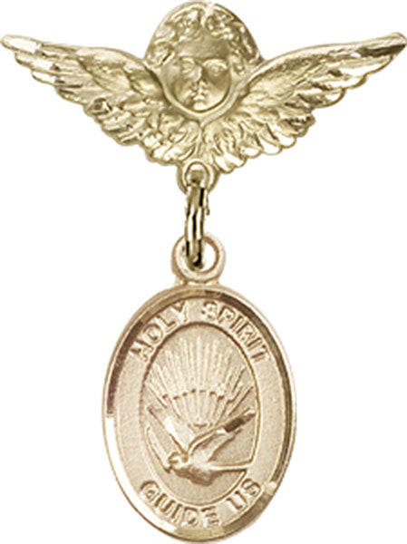 Holy Spirit Charm and Angel with Smaller Wings Badge Pin