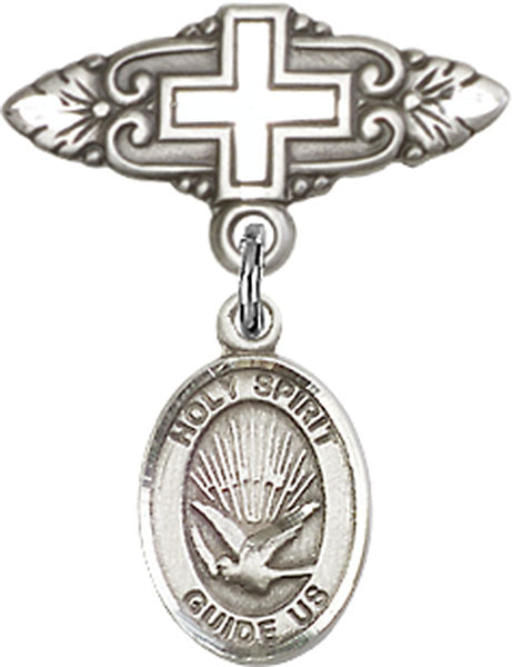Holy Spirit Charm and Badge Pin with Cross