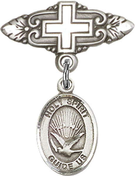 Holy Spirit Charm and Badge Pin with Cross