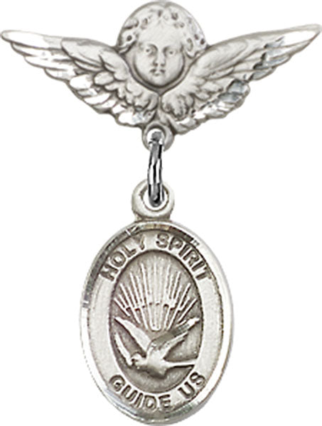 Holy Spirit Charm and Angel with Smaller Wings Badge Pin
