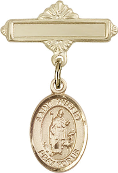 St. Hubert of Liege Charm and Polished Engravable Badge Pin