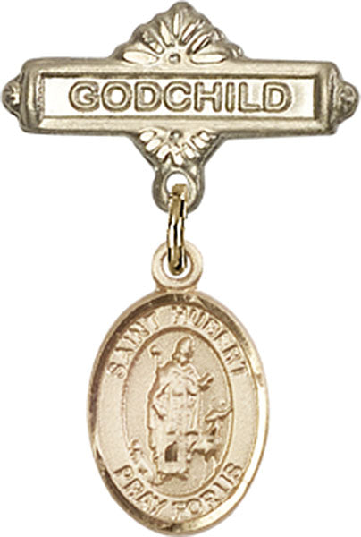 St. Hubert of Liege Charm and Godchild Badge Pin