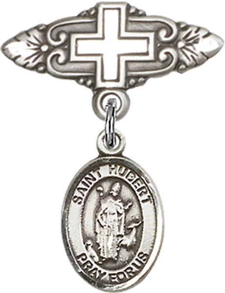 St. Hubert of Liege Charm and Badge Pin with Cross
