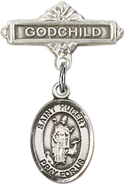 St. Hubert of Liege Charm and Godchild Badge Pin