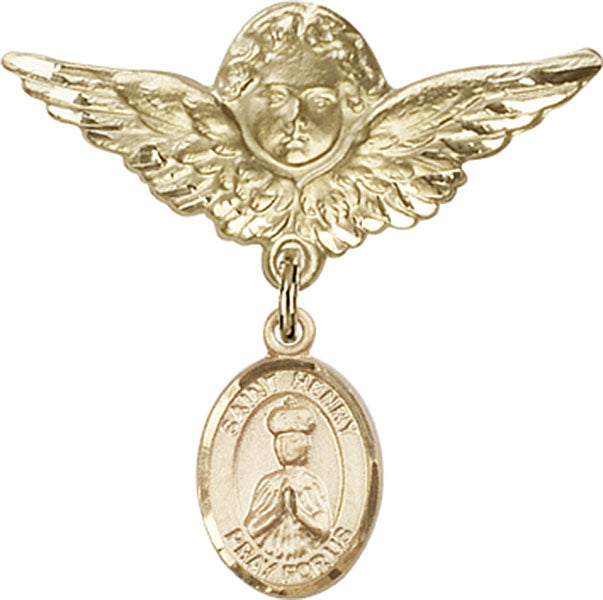 St. Henry II Charm and Angel with Larger Wings Badge Pin