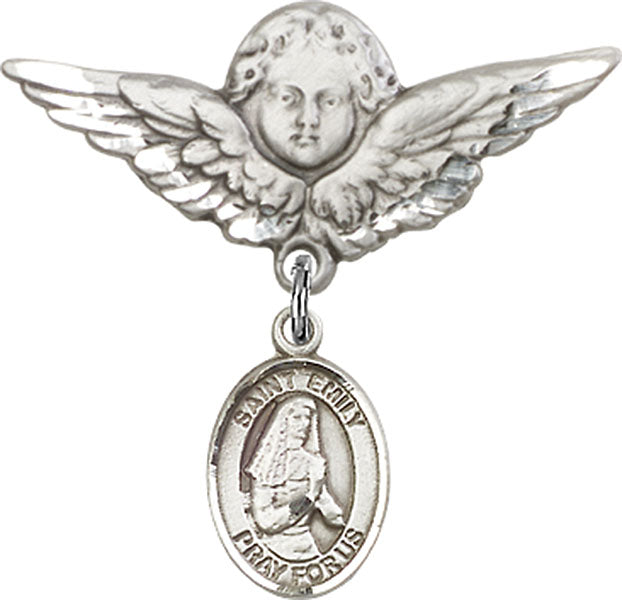 St. Emily de Vialar Charm and Angel with Larger Wings Badge Pin