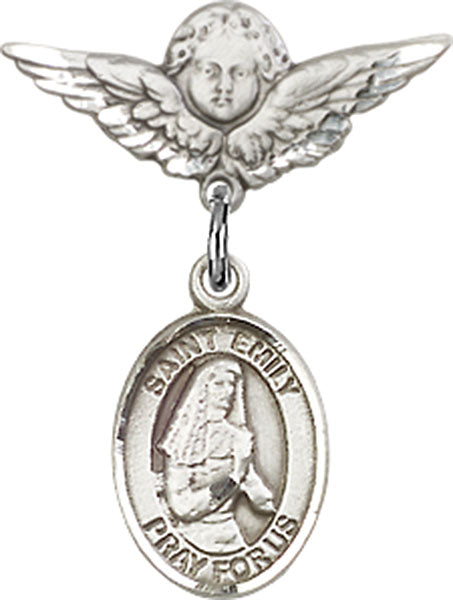 St. Emily de Vialar Charm and Angel with Smaller Wings Badge Pin