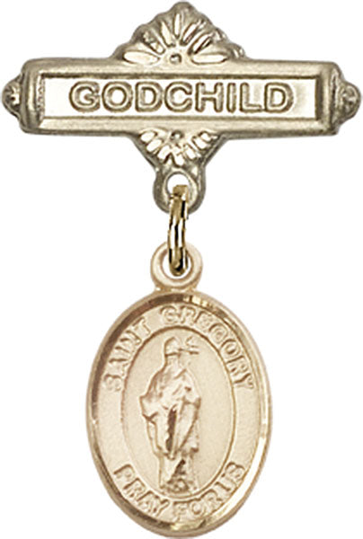 St. Gregory the Great Charm and Godchild Badge Pin
