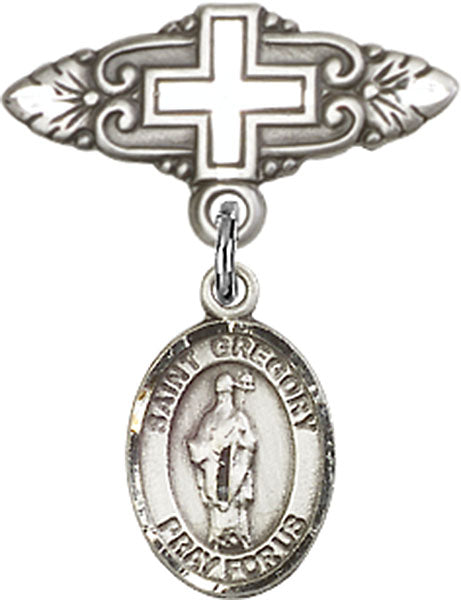 St. Gregory the Great Charm and Badge Pin with Cross