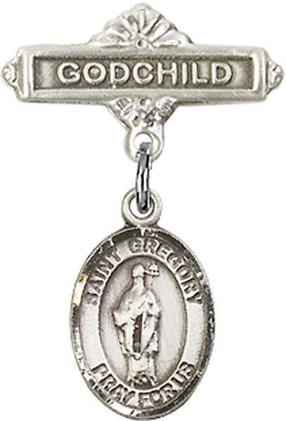 St. Gregory the Great Charm and Godchild Badge Pin