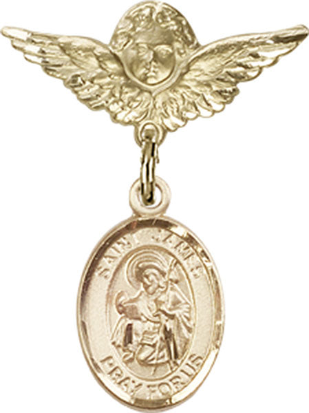 St. James the Greater Charm and Angel with Smaller Wings Badge Pin