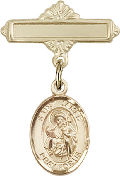 St. James the Greater Charm and Polished Engravable Badge Pin