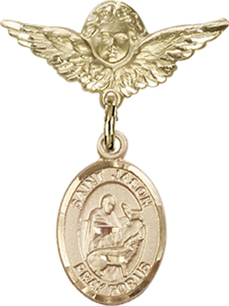 St. Jason Charm and Angel with Smaller Wings Badge Pin