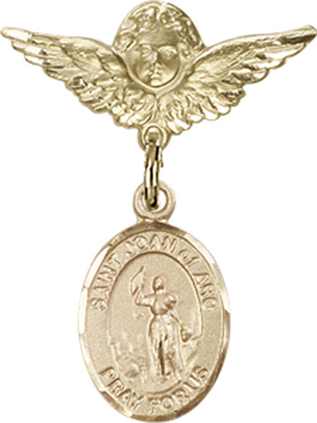 St. Joan of Arc Charm and Angel with Smaller Wings Badge Pin