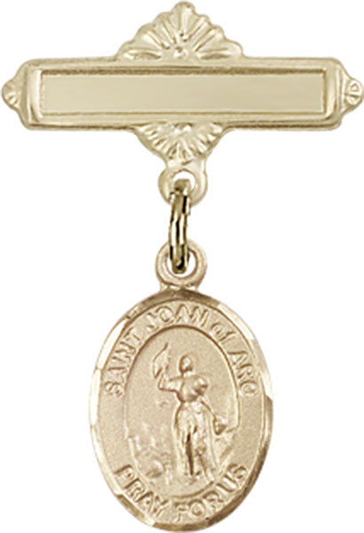 St. Joan of Arc Charm and Polished Engravable Badge Pin