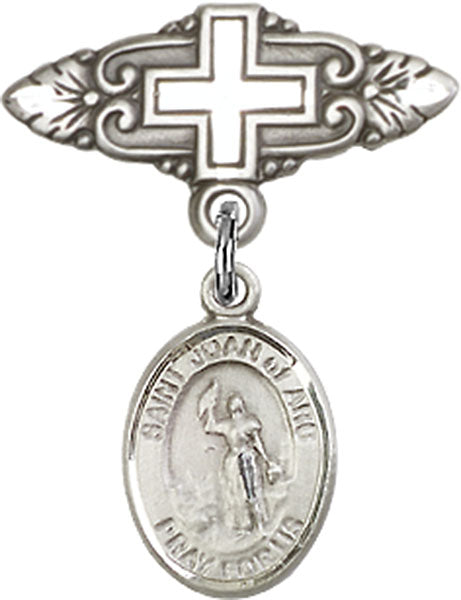 St. Joan of Arc Charm and Badge Pin with Cross
