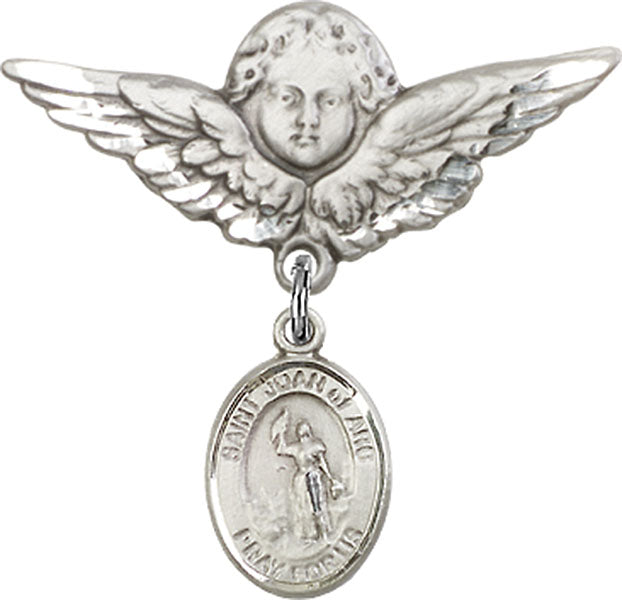 St. Joan of Arc Charm and Angel with Larger Wings Badge Pin