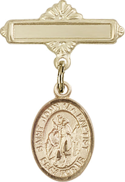 St. John the Baptist Charm and Polished Engravable Badge Pin
