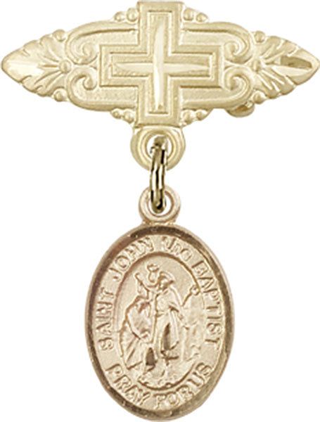 St. John the Baptist Charm and Badge Pin with Cross