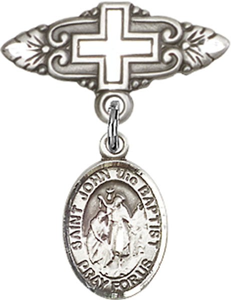 St. John the Baptist Charm and Badge Pin with Cross
