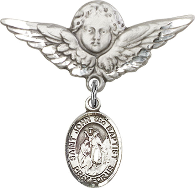 St. John the Baptist Charm and Angel with Larger Wings Badge Pin