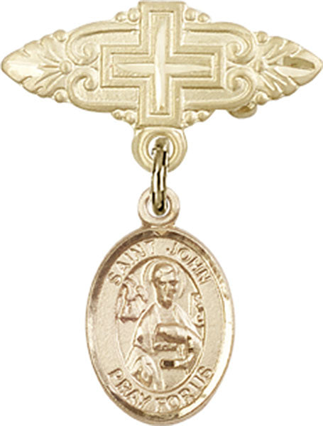 St. John the Apostle Charm and Badge Pin with Cross