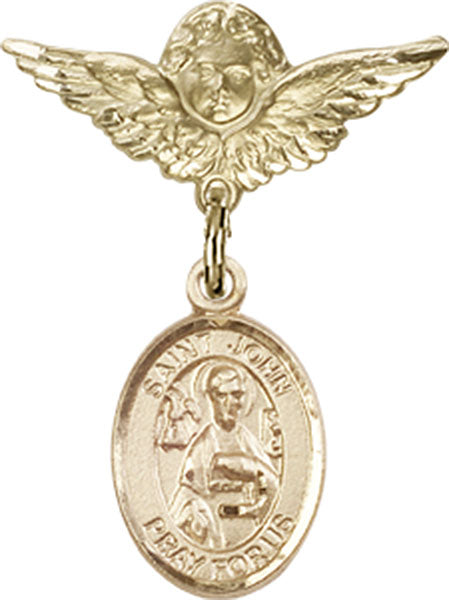 St. John the Apostle Charm and Angel with Smaller Wings Badge Pin