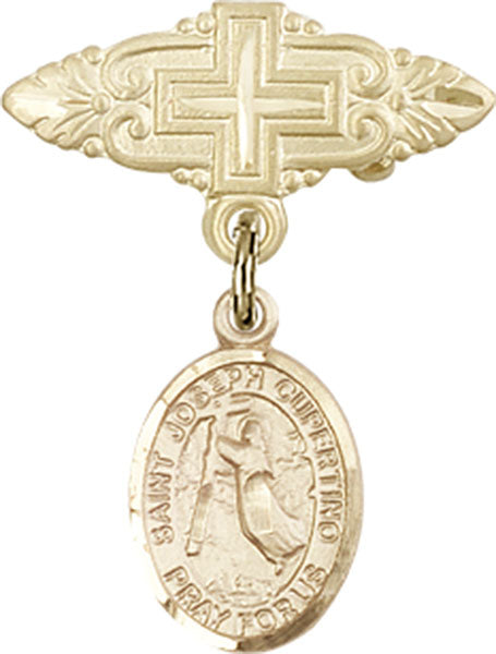 St. Joseph of Cupertino Charm and Badge Pin with Cross