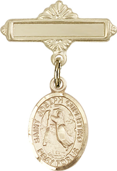 St. Joseph of Cupertino Charm and Polished Engravable Badge Pin