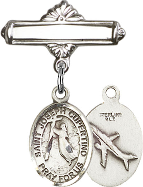 St. Joseph of Cupertino Charm and Polished Engravable Badge Pin