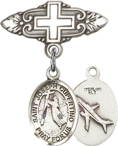St. Joseph of Cupertino Charm and Badge Pin with Cross