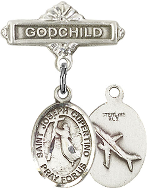 St. Joseph of Cupertino Charm and Godchild Badge Pin
