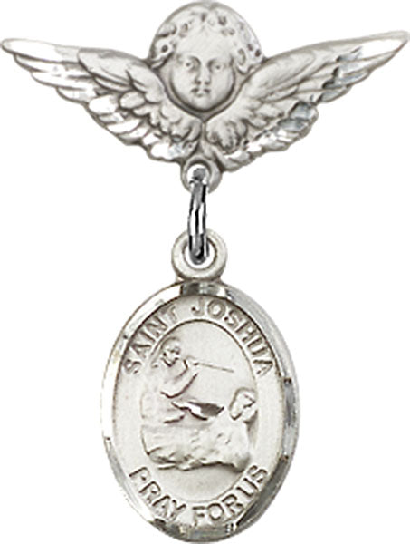 St. Joshua Charm and Angel with Smaller Wings Badge Pin