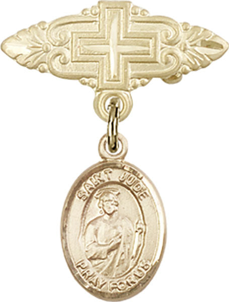 St. Jude Thaddeus Charm and Badge Pin with Cross