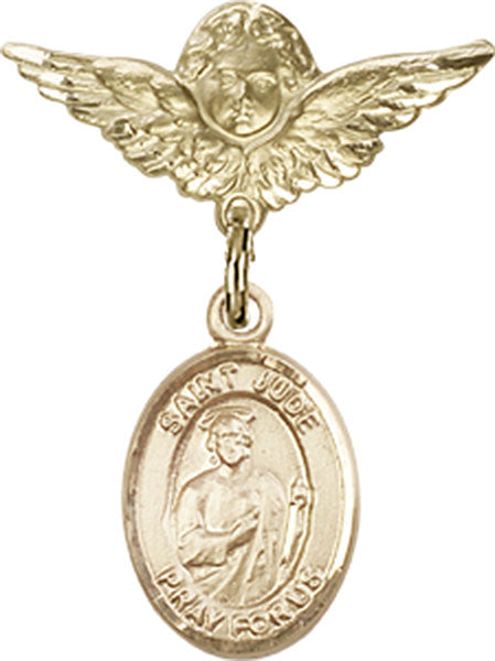 St. Jude Thaddeus Charm and Angel with Smaller Wings Badge Pin