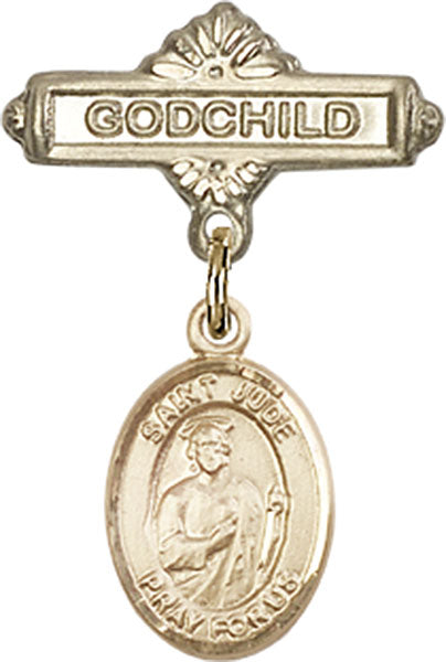 St. Jude Thaddeus Charm and Godchild Badge Pin