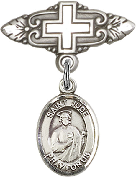St. Jude Thaddeus Charm and Badge Pin with Cross