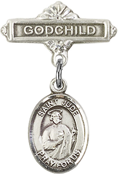 St. Jude Thaddeus Charm and Godchild Badge Pin