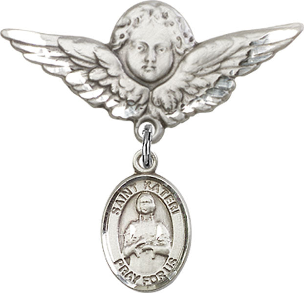 St. Kateri Charm and Angel with Larger Wings Badge Pin